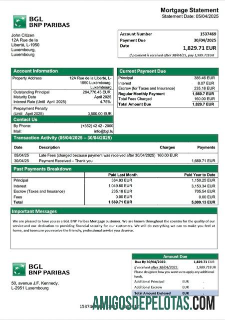 para download Modelo Word e PDF de declaração de hipoteca BGL BNP Paribas de Luxemburgo